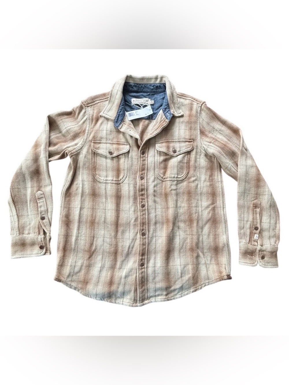 Outerknown Men’s Blanket Shirt Flannel Brown Plaid Size Small NEW w Tag $168